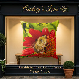 Cojín Decorativo Bumblebee on Red Coneflower