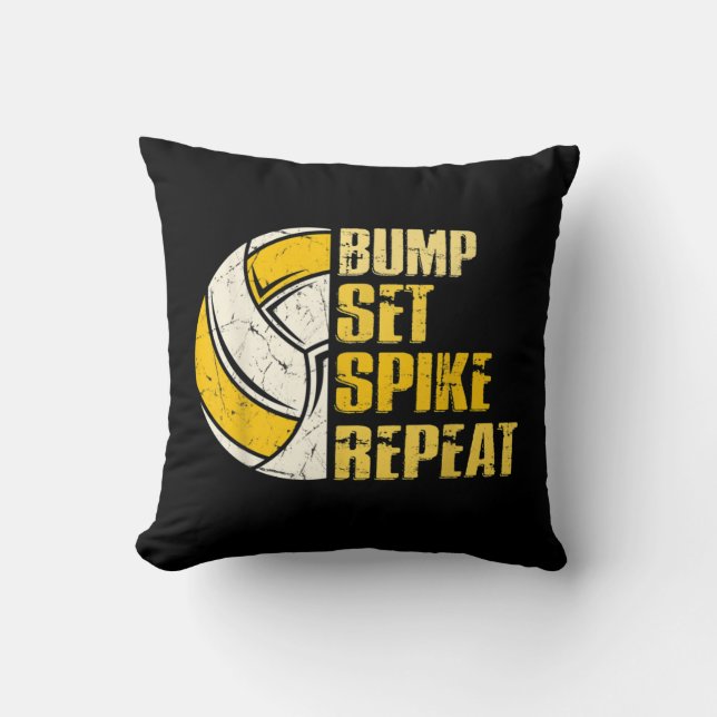 Cojín Decorativo Bump Set Spike Repeat Volleyball Fun  (Anverso)