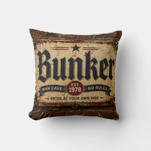Cojín Decorativo Bunker Man Cave Vintage Pub Bar Garage Decor