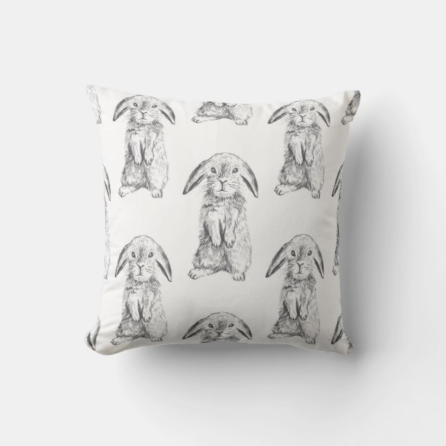 Cojín Decorativo Bunnios, B/W (Anverso)