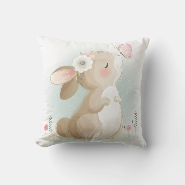Cojín Decorativo Bunny acuarela cúrcuta (Anverso)