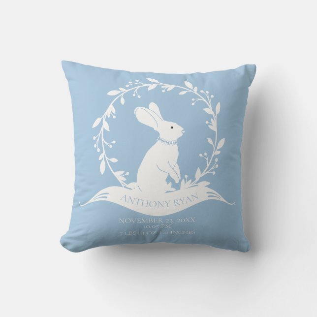 Cojín Decorativo Bunny Boys Baby Nacimientos Stats Pillow (Anverso)