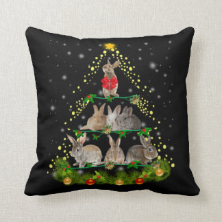 Cojín Decorativo Bunny Gift | Luz del árbol de Navidad de conejo co