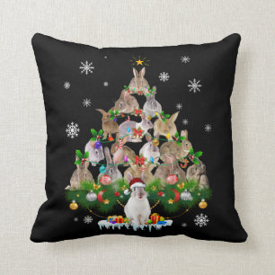 Cojín Decorativo Bunny Gift Nieve de árbol de Navidad de conejo