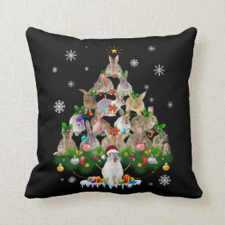 Cojín Decorativo Bunny Gift | Nieve de árbol de Navidad de conejo b