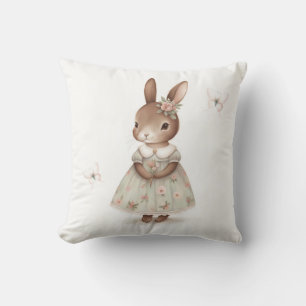 Cojín Decorativo Bunny marrón con vestido floral