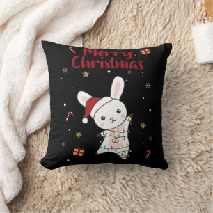 Cojín Decorativo Bunny Merry Christmas Winter Animals Rabbits