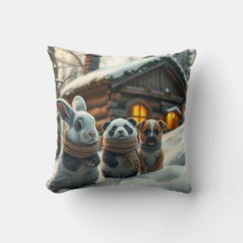 Cojín Decorativo Bunny, Panda y Pupply en la nieve Pillow y los reg