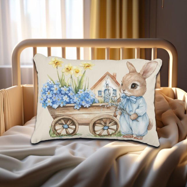 Cojín Decorativo Bunny personalizado con flores azules (Subido por el creador)