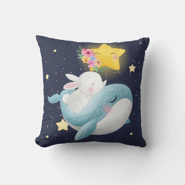 Cojín Decorativo Bunny Riding A Whale (Anverso)