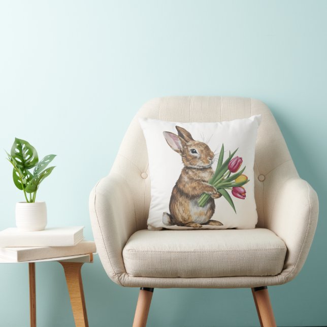 Cojín Decorativo Bunny With Tulip Bouquet (Silla)