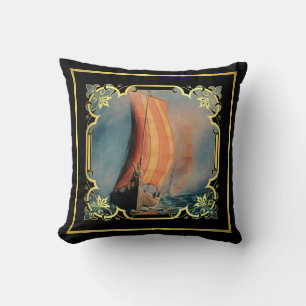 Cojín Decorativo Buque de avioneta/barco largo navegando en el océa