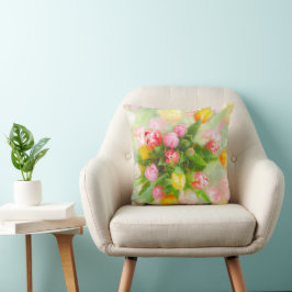 Cojín Decorativo Buqué de tulipanes de estilo vintage - arte floral