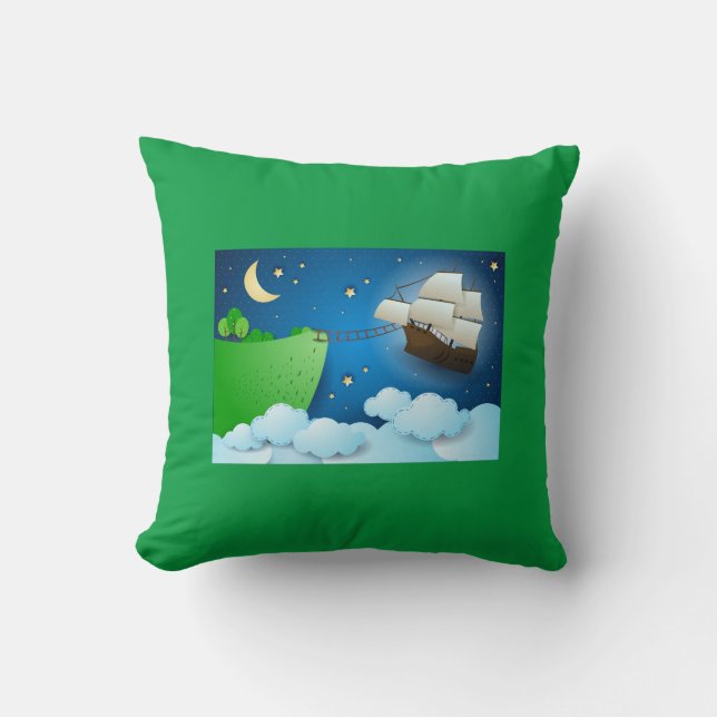 Cojín Decorativo Buque volador al aterrizar (Anverso)