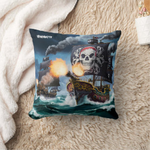 Cojín Decorativo Buques piratas enconados en batalla naval en el ma