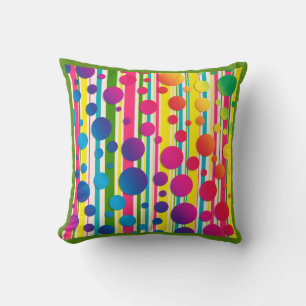 Cojín Decorativo Burbujas Beatnik Lunares Rayadas Verdes