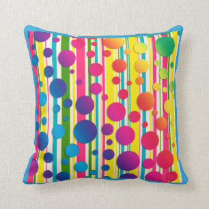 Cojín Decorativo [Burbujas Beatnik] Punto de polka retro Azul tacha