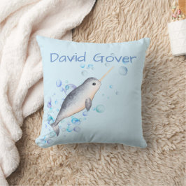 Cojín Decorativo Burbujas coloridas lindo Niño del océano Narwhal
