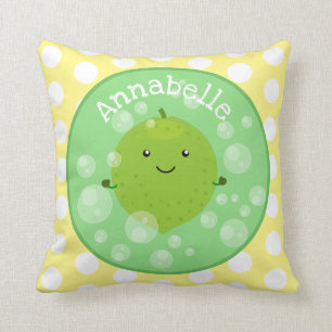 Cojín Decorativo Burbujas de cal verde suave ilustracion personaliz