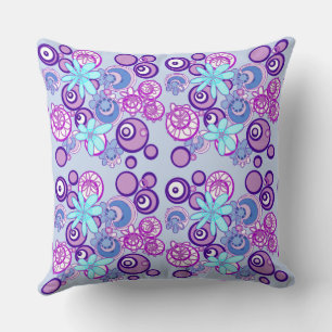 Cojín Decorativo Burbujas florales de Mazipoodles - Blanco morado