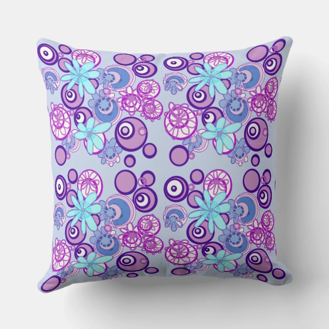 Cojín Decorativo Burbujas florales de Mazipoodles - Blanco morado (Reverso )