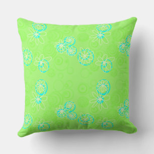 Cojín Decorativo Burbujas florales de Mazipoodles - Limón azul verd