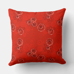 Cojín Decorativo Burbujas florales de Mazipoodles - Rojo