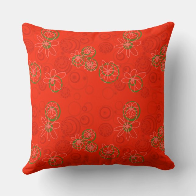 Cojín Decorativo Burbujas florales de Mazipoodles - Verde rojo del  (Reverso )