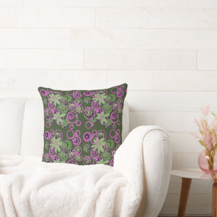 Cojín Decorativo Burbujas florales de Mazipoodles - Verde rosa de F