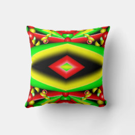 Cojín Decorativo Burbujas Y Rayas Amarillas Rojas Verdes Resumen Ar