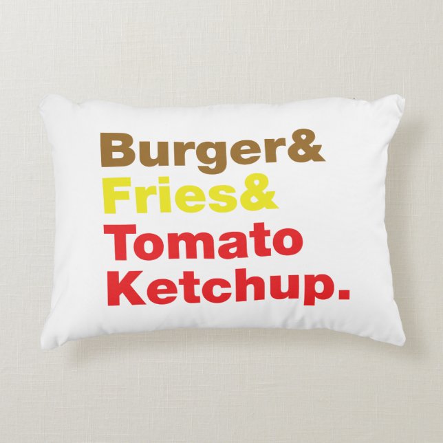 Cojín Decorativo Burger & Fries & Tomate Ketchup. (Anverso)