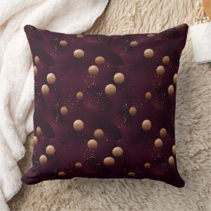 Cojín Decorativo burgundy con lunares dorados patrón
