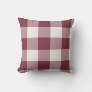 Cojín Decorativo Burgundy Cuadro de Gingham Grande a Cuadros