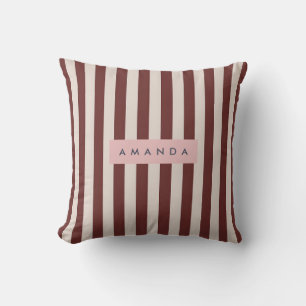 Cojín Decorativo Burgundy e Ivory Rayado Personalizado