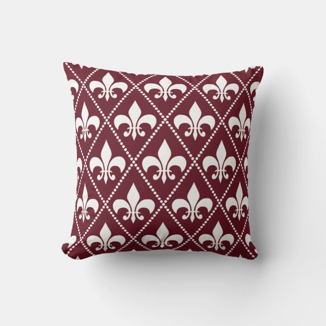 Cojín Decorativo Burgundy Fleur de Lis (Anverso)