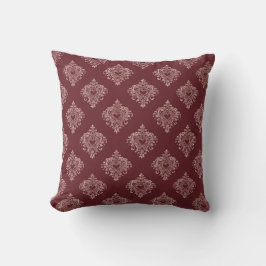 Cojín Decorativo Burgundy Heart Damask Throw Pillow