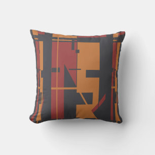 Cojín Decorativo Burgundy Naranja Black Bold Southwest Resumen