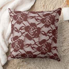 Cojín Decorativo Burgundy Red Lace Floral