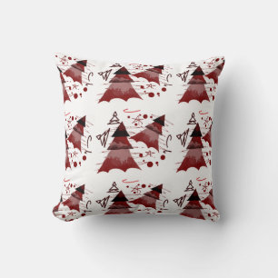 Cojín Decorativo Burgundy Repite Patrón de Árbol de Navidad