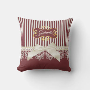 Cojín Decorativo Burgundy Stripe Lace Nombre