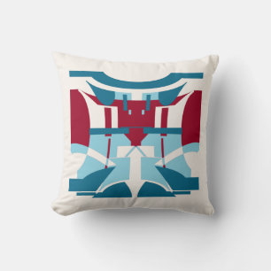 Cojín Decorativo Burgundy Turquoise Blue White Souwest Art Look