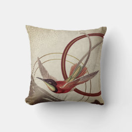 Cojín Decorativo Burgundy y Cream Artistic Abstract Hummingbird