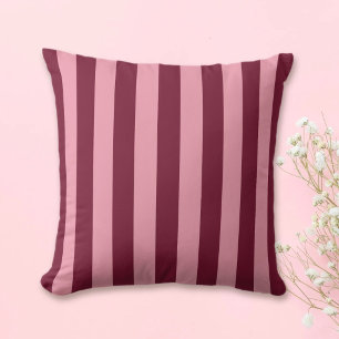Cojín Decorativo Burgundy y franja rosa patrón audaz rojo cereza