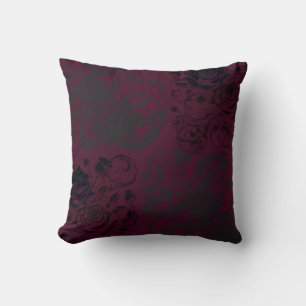 Cojín Decorativo Burgundy y Negro Jardín Oscuro Glamour Gótico
