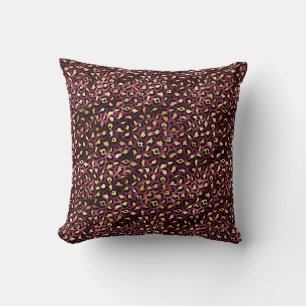Cojín Decorativo Burgundy y Oro Serie Leopardo Diseño 1