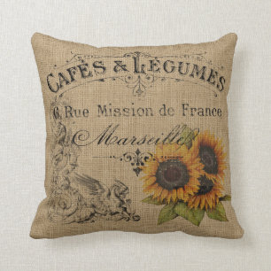 Cojín Decorativo Burlap de los florines de época