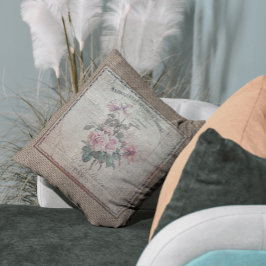Cojín Decorativo Burlap floral francés vintage