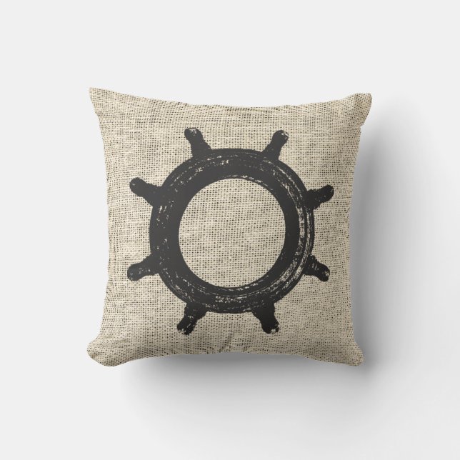 Cojín Decorativo Burlap Helm Sailing (Anverso)
