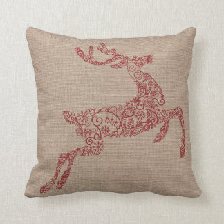 Cojín Decorativo Burlap Red Reindeer