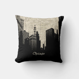 Cojín Decorativo Burlap Retro Chicago